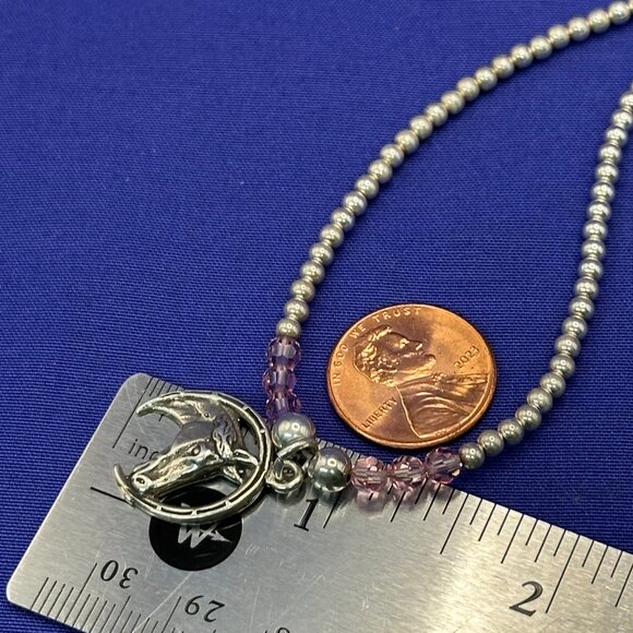 Sterling Silver Equestrian/Horse/Horseshoe Choker Necklace - Picture 11 of 11